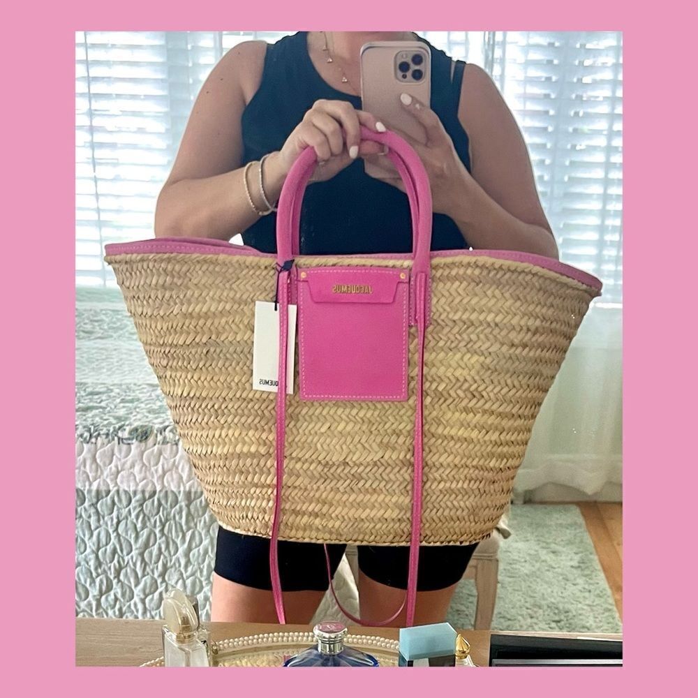JACQUEMUS Pink Le Grand Panier Soleil Tote Bag JACQUEMUS Le Grand Panier Soleil